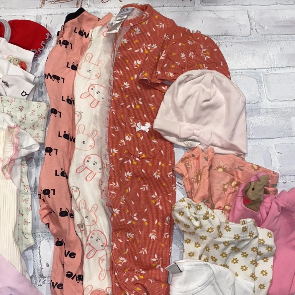 Baby girl 3/6m spring & summer footie onesie bundle!!